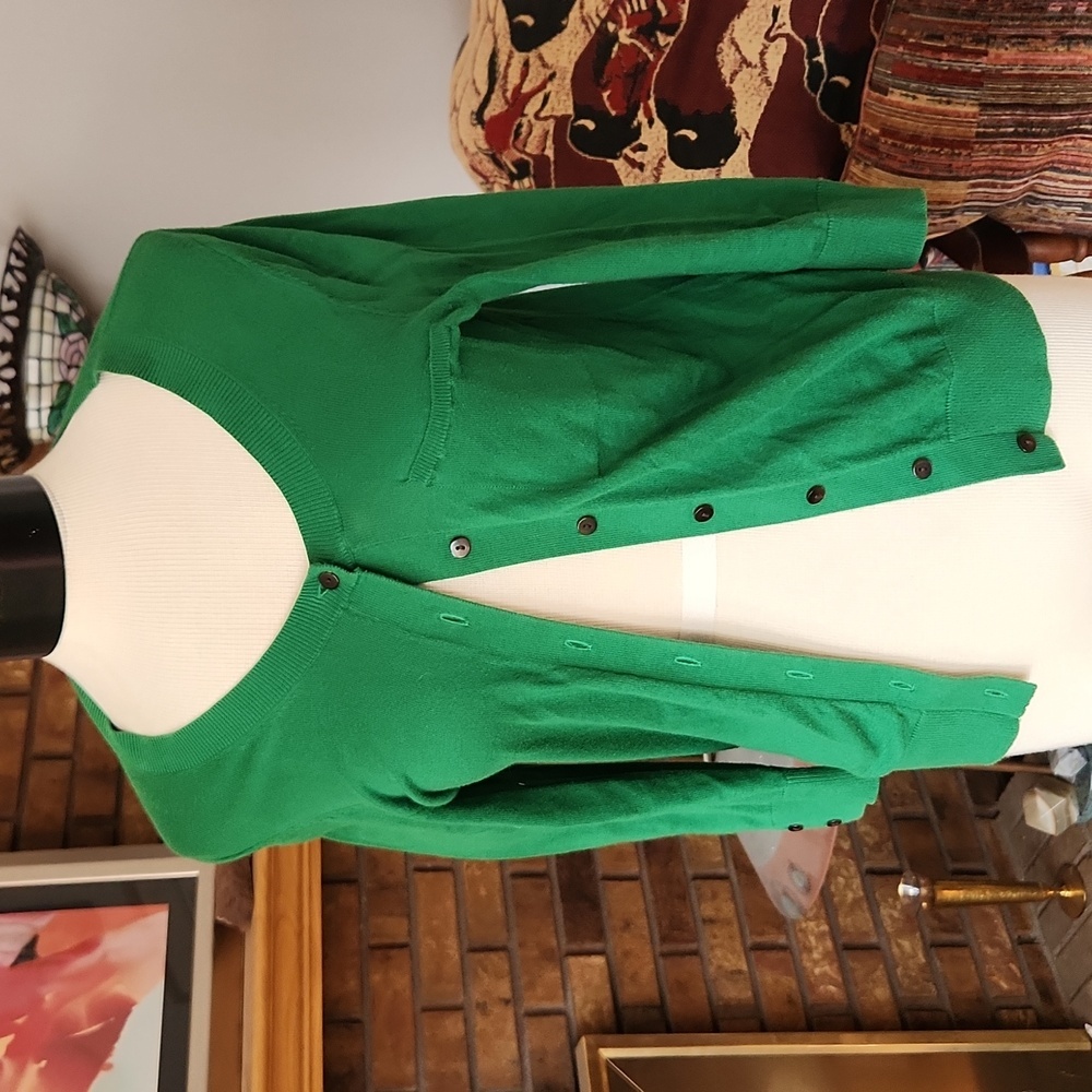GAP womens green cardigan size small 100% cotton short sleeve button front soft